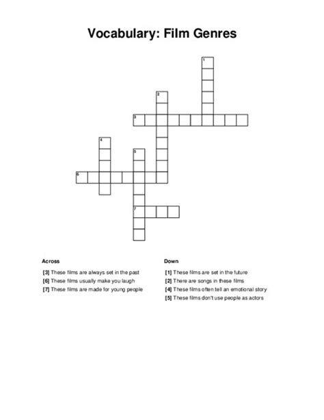 film genre crossword clue|Film genre, (abbr)